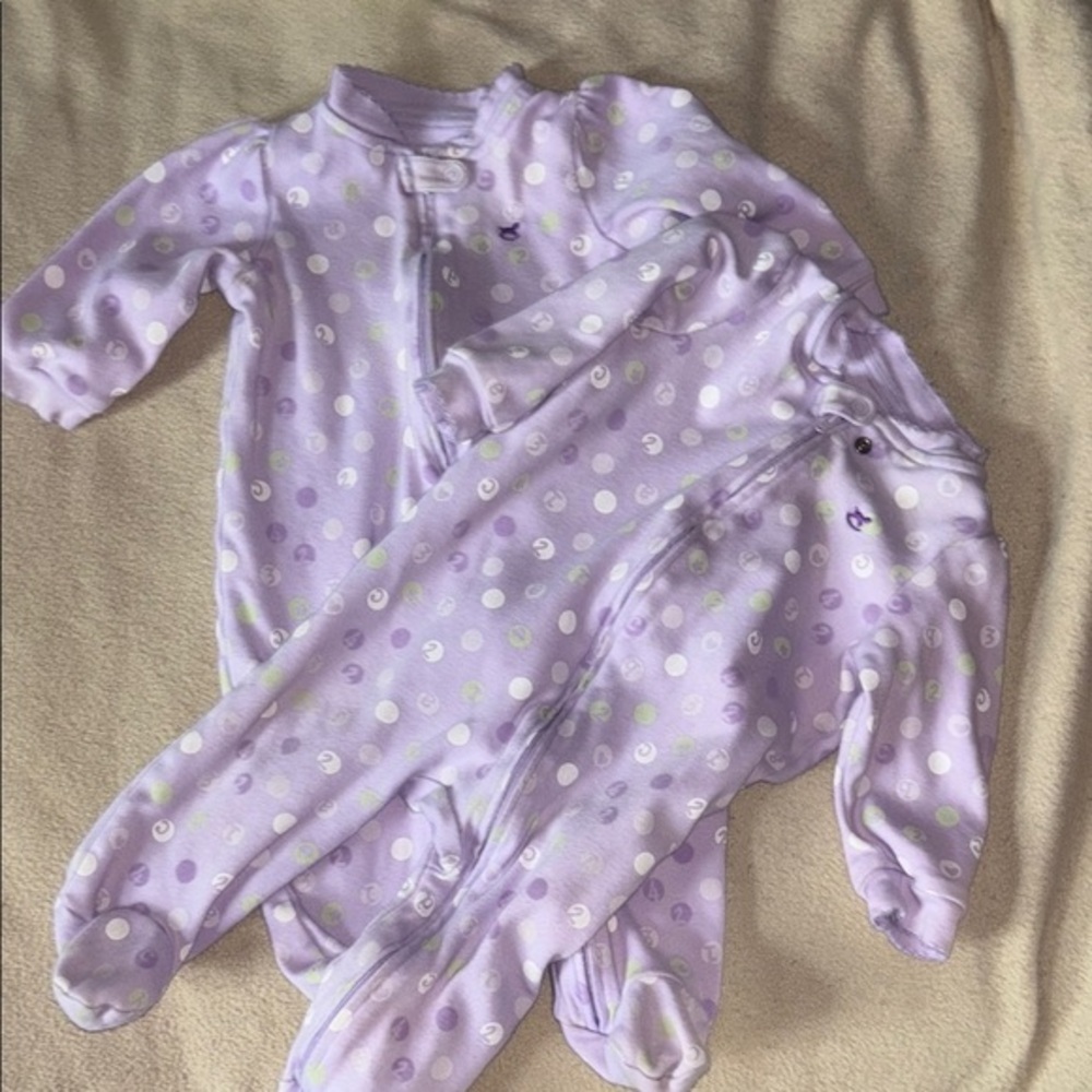 Purple Polka Dot Baby Sleepers